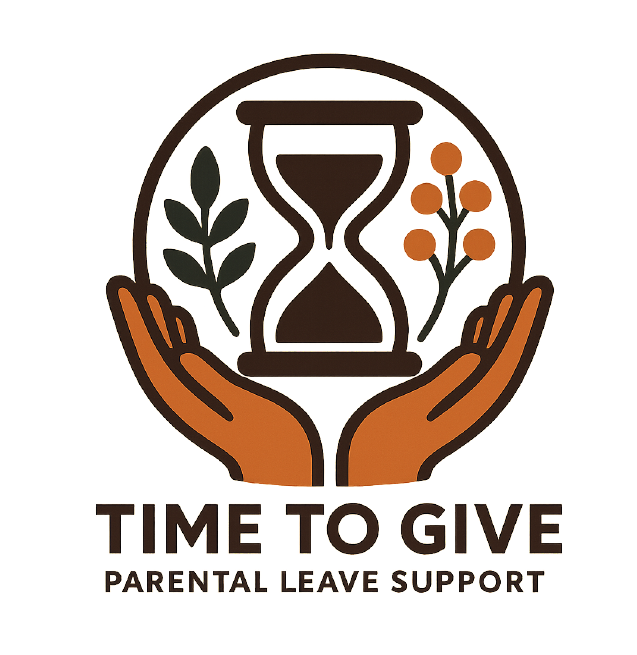 A logo of hands holding an hourglass.